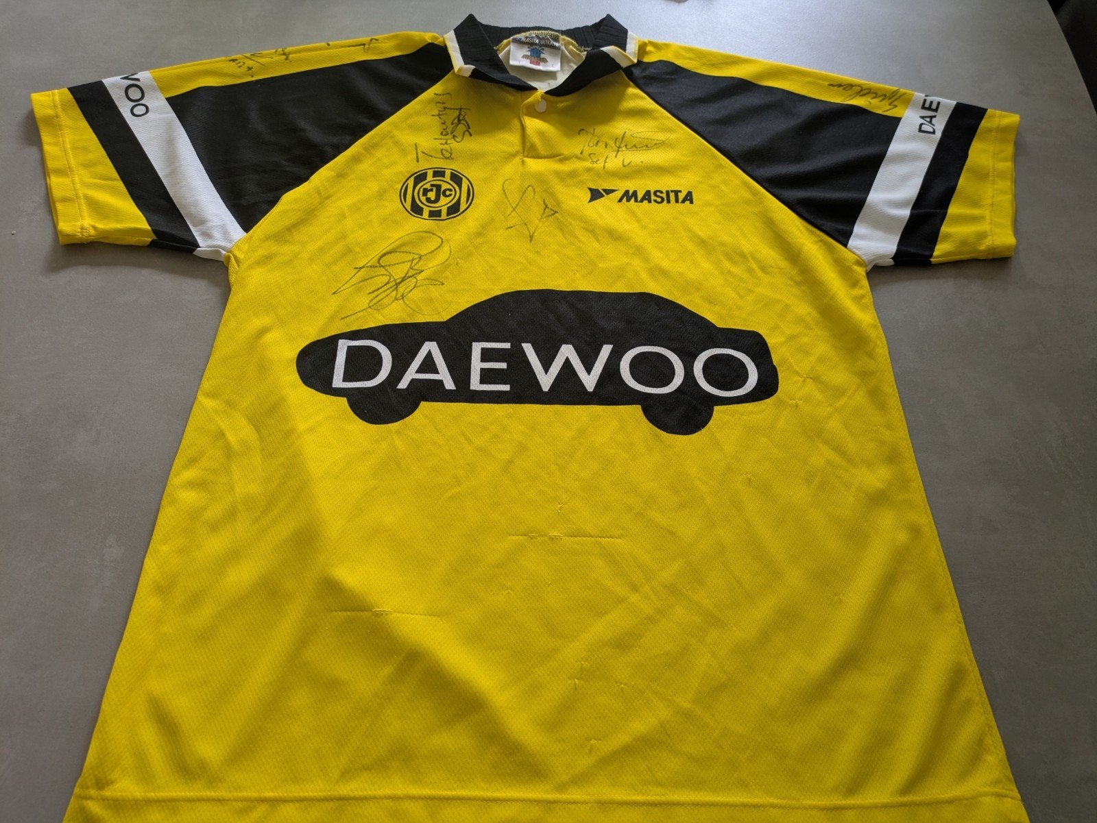 Voetbalshirt Roda JC vintage shirt 1997 Handtekeningen, Sport en Fitness, Maat XL, Ophalen, Zo goed als nieuw, Shirt