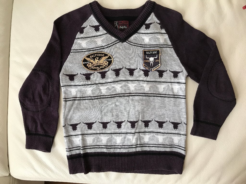 Salty Dog bordeau grijs v-hals trui met patroon knit maat 98, Trui of Vest, Nieuw, Ophalen of Verzenden, Salty Dog