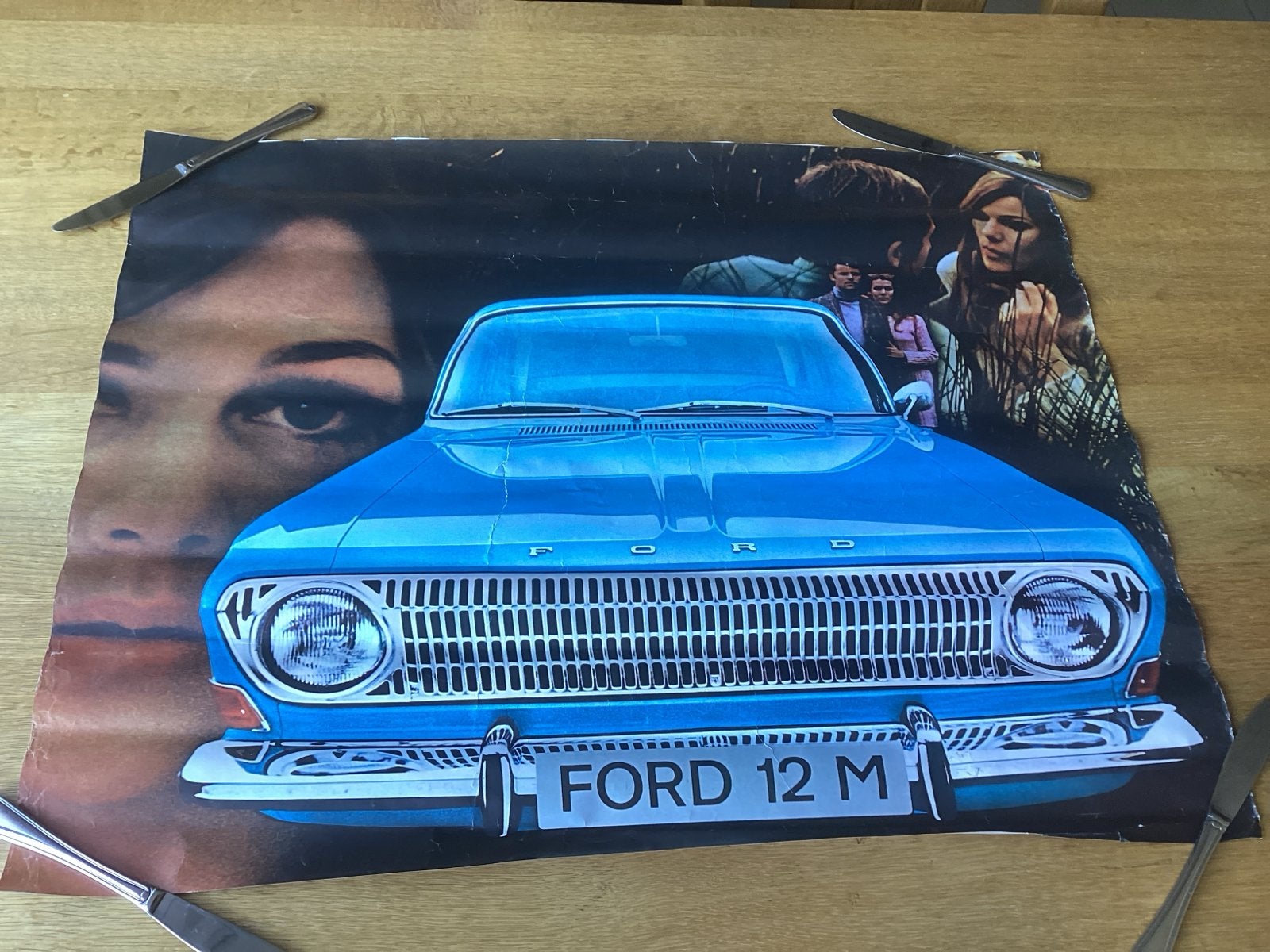 Ford 12 M poster 70x55 cm, Ophalen of Verzenden, Gelezen, Ford