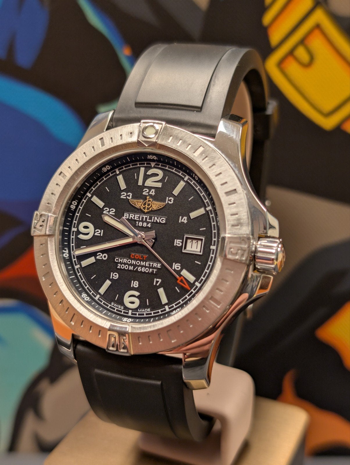 Breitling Colt Quartz Rubber band, Ophalen of Verzenden, Zo goed als nieuw, Breitling