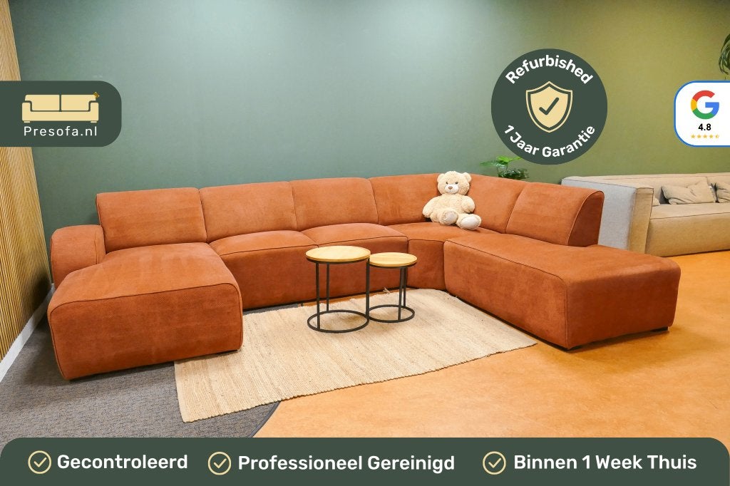 U Bank Terracotta / Roest Bruin [Refurbished], -, Hoekbank, 300 cm of meer, Ophalen of Verzenden