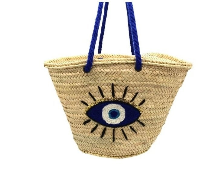 Riet Strandtas palmzomertas Oog Blauw 45 cm, Verzenden, Nieuw, Blauw, Overige typen