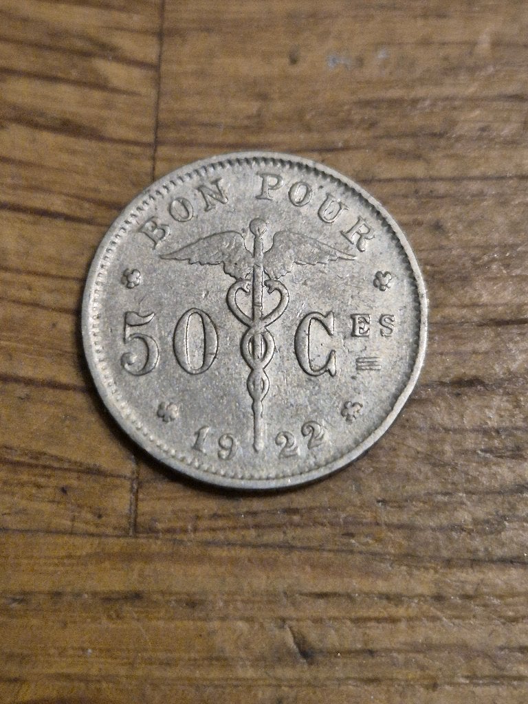 België - 50 Centimes 1922 FR, Verzenden, België, Losse munt