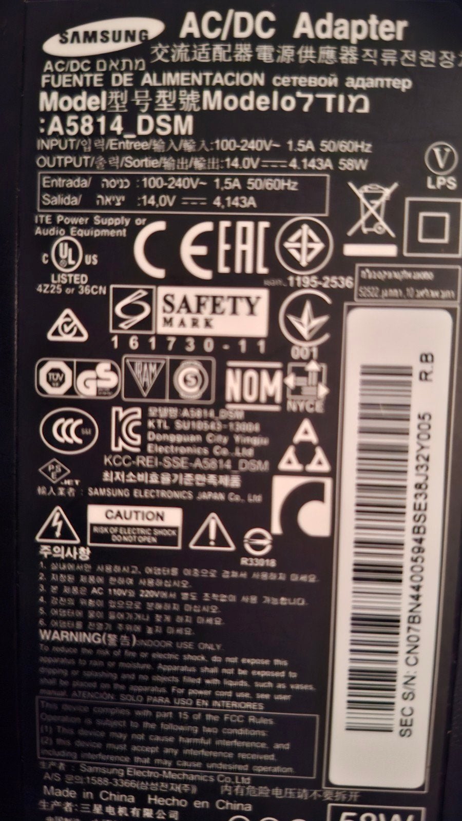 Samsung oplader voor laptop, Computers en Software, Ophalen of Verzenden, Gebruikt