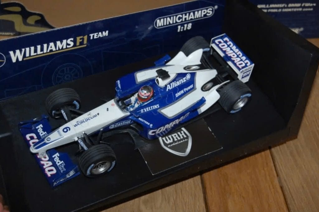1:18 Williams F1 FW24 Montoya Minichamps in doos WRH, Verzenden, Zo goed als nieuw, Auto, MiniChamps