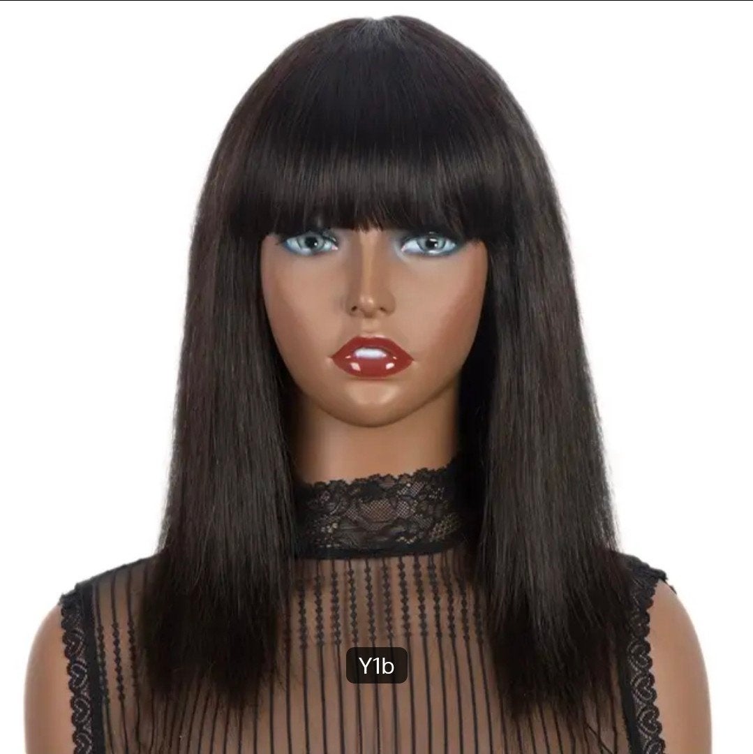 14 inch bang pruik / wig met fringe 100% mensenhaar, Ophalen of Verzenden, Nieuw, Pruik of Haarverlenging