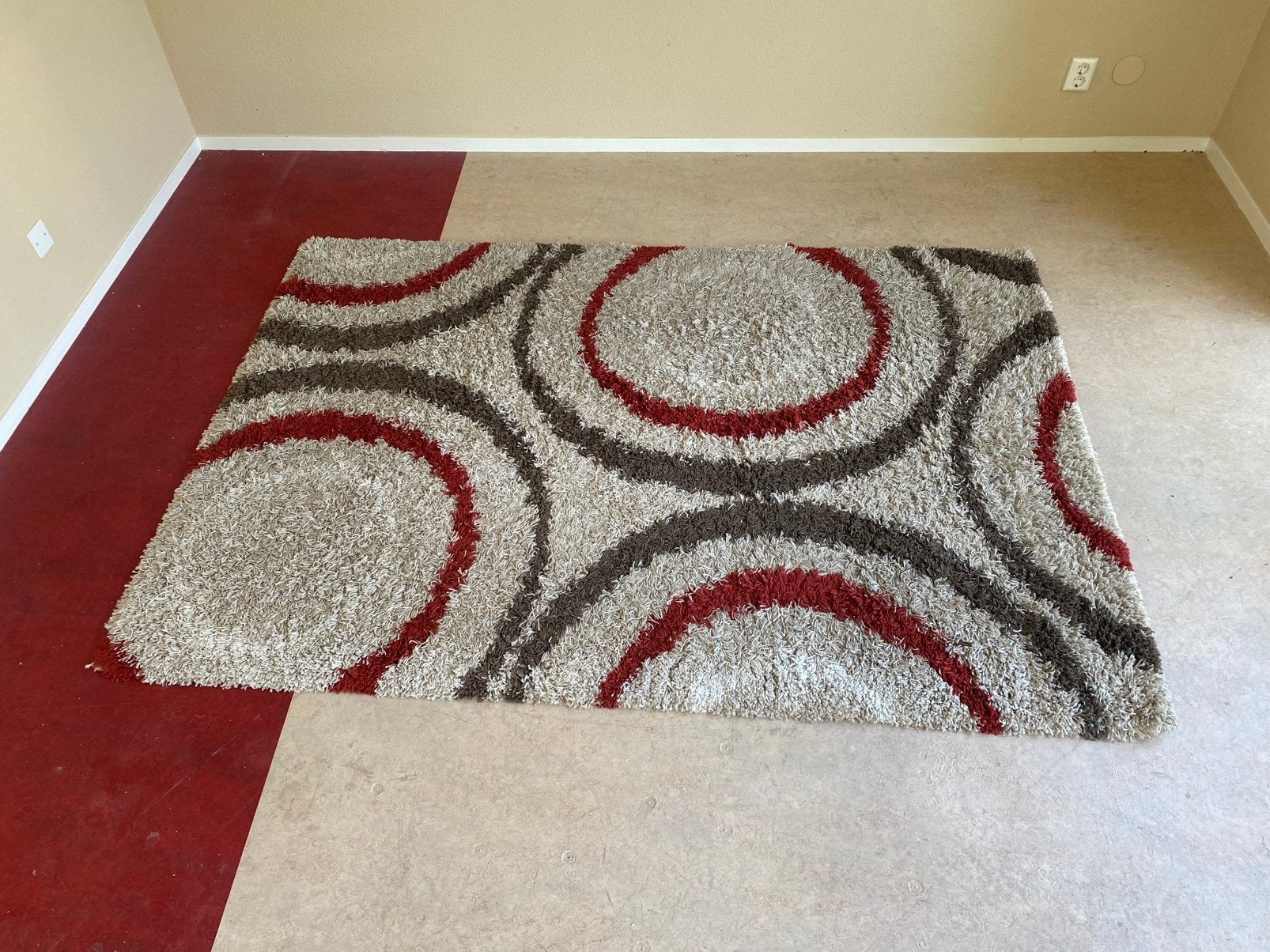 Vloerkleed beige met bruin en rood, Ophalen, Beige, 150 tot 200 cm, 200 cm of meer