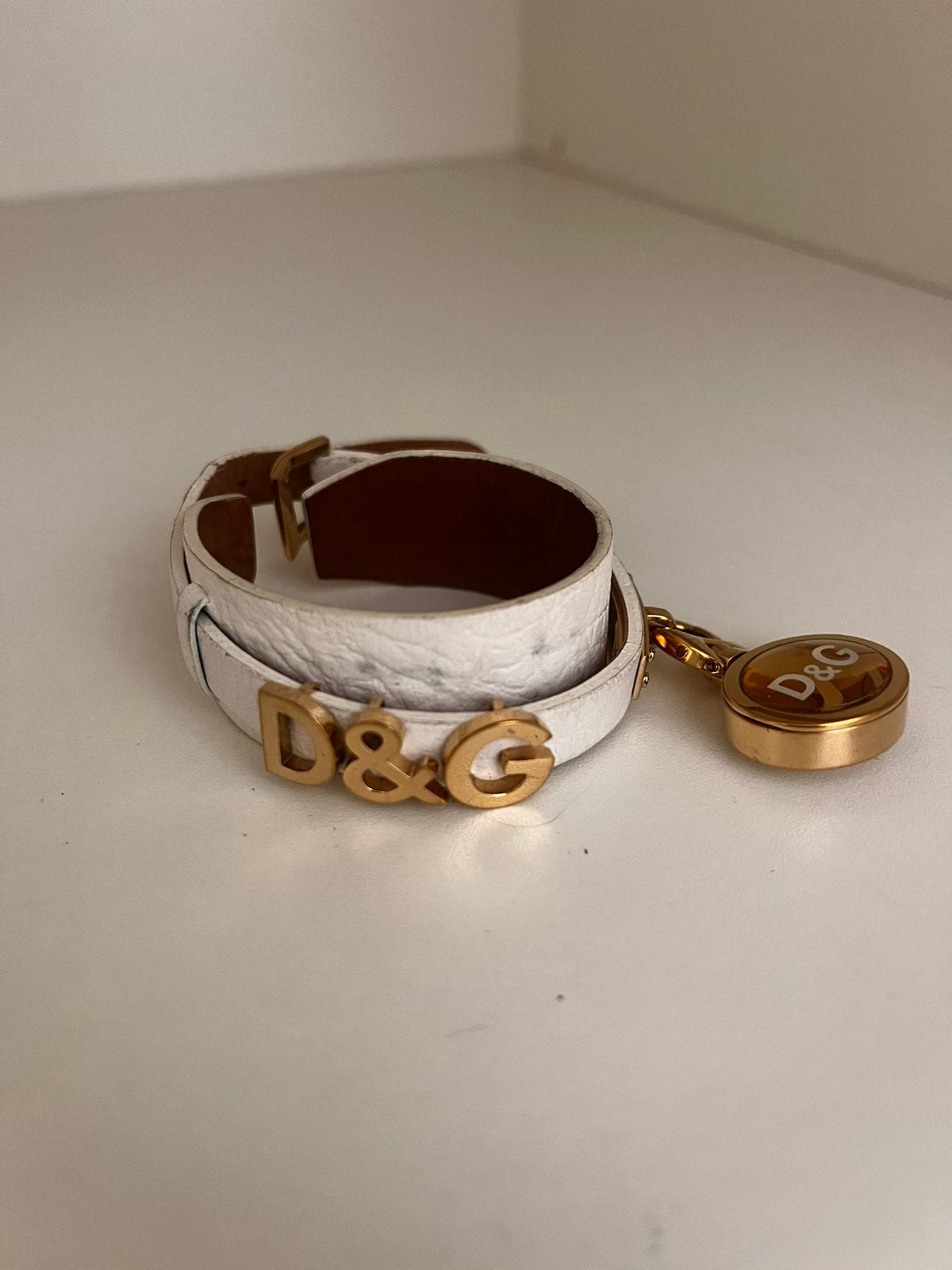 D&G wrap around horloge, Ophalen of Verzenden, Gebruikt, Wit, Leer