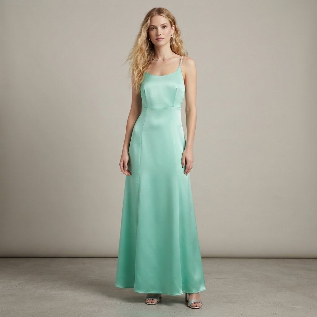 Elegante mintgroene galajurk met strass bandjes, maat 36, Galajurk, Ophalen of Verzenden, Zo goed als nieuw, Groen