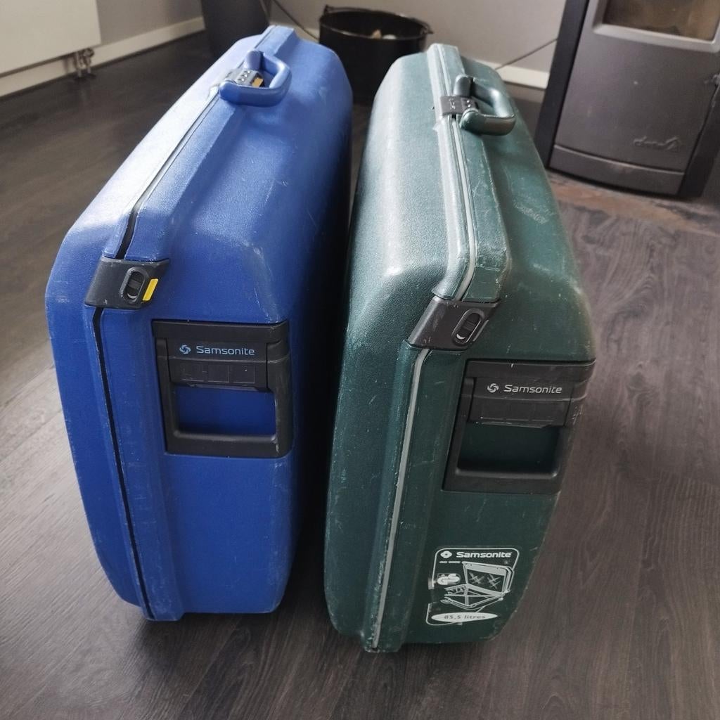 Samsonite Oyster Koffers - Set van 2 (Blauw & Groen), Gebruikt, Hard kunststof, Slot, 35 tot 45 cm