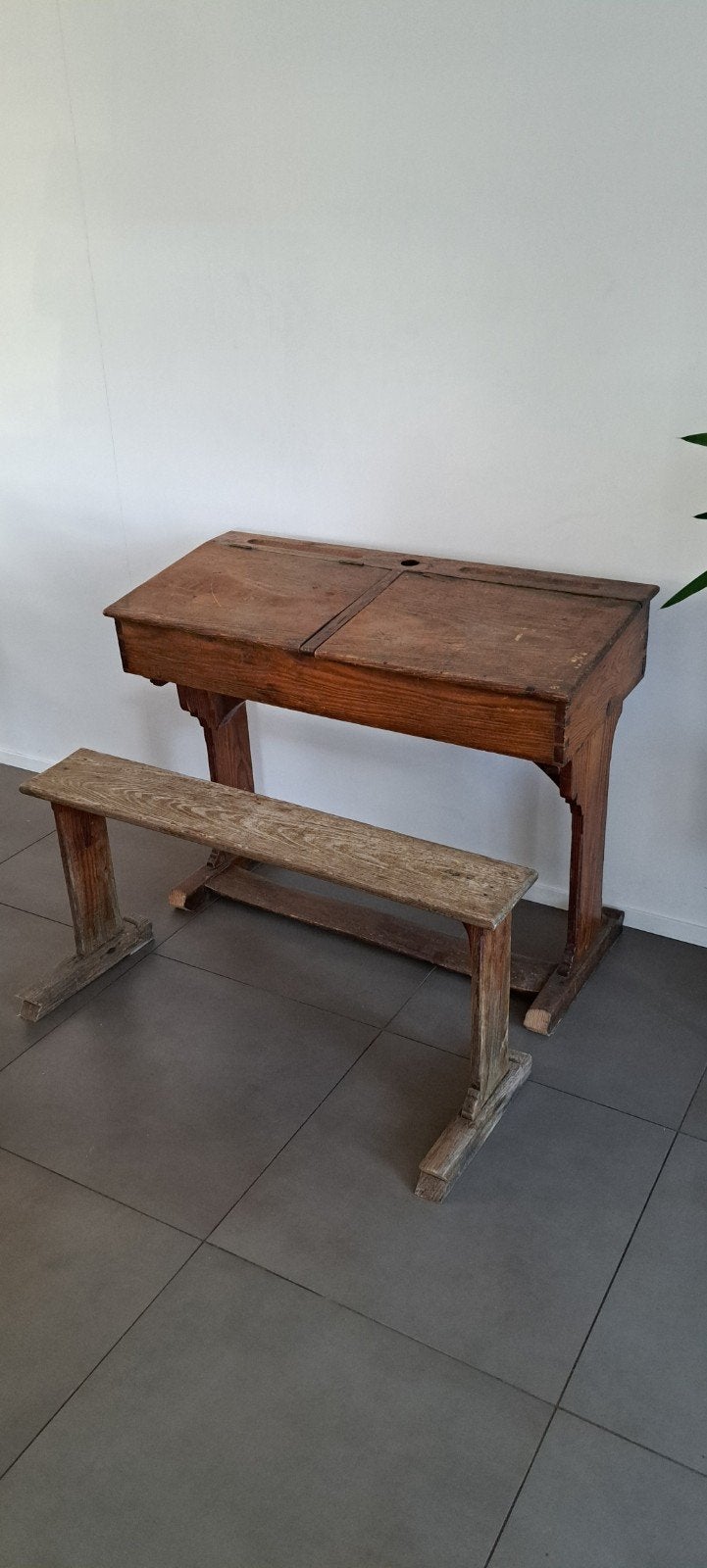 Antieke schoolbank en tafel uit de jaren '20, Ophalen