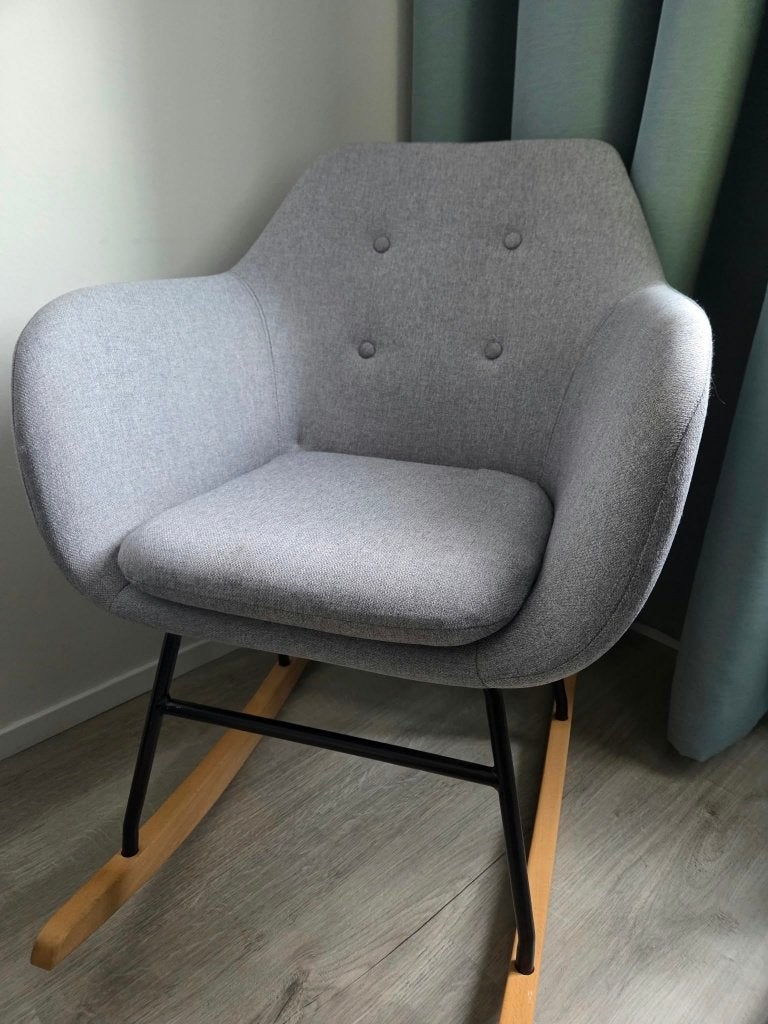 Schommelstoel Anada - Lichtgrijs Stof - Scandinavisch Design, Kinderen en Baby's, Ophalen, Gebruikt, Stoel(en)