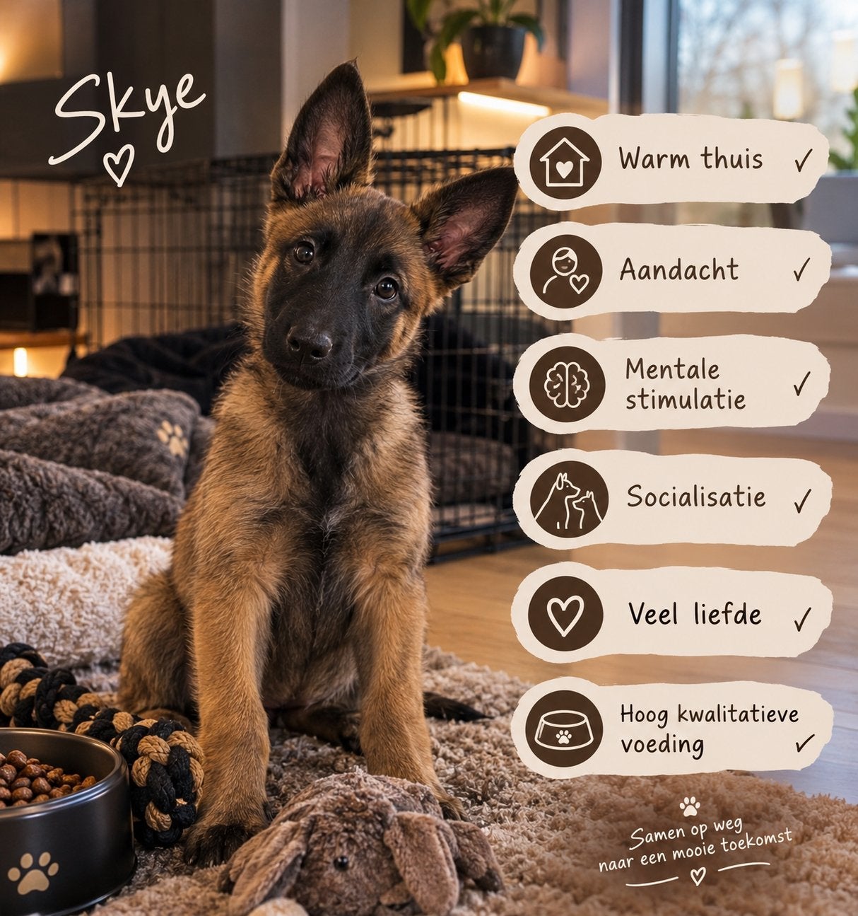 Gezocht: Mechelse Herder teefje pup (NL nestje, voorjaar), Ophalen, Zo goed als nieuw, Honden