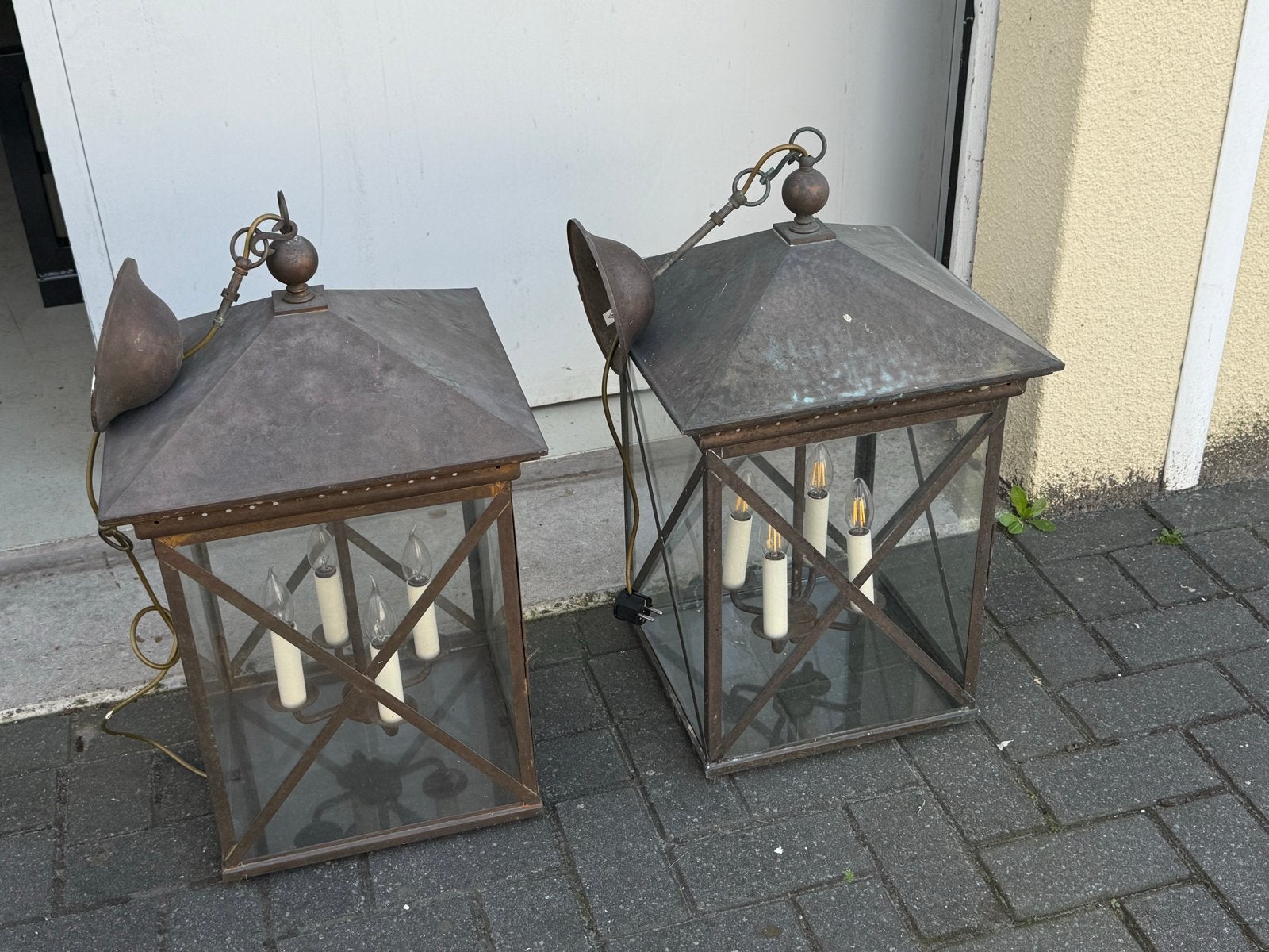 Set van 2 grote buitenlampen / lantaarns, Ophalen of Verzenden