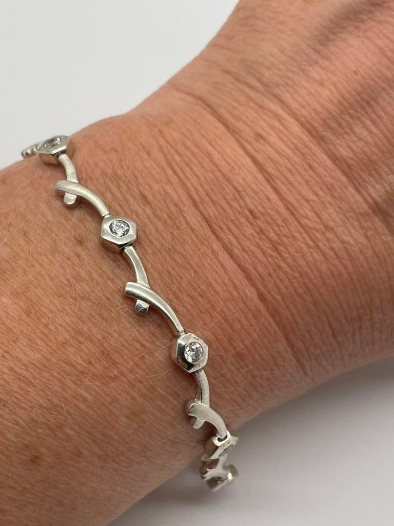C868 Prachtige zilveren armband modernist, Sieraden, Tassen en Uiterlijk, Ophalen of Verzenden, X, Zilver, Zilver