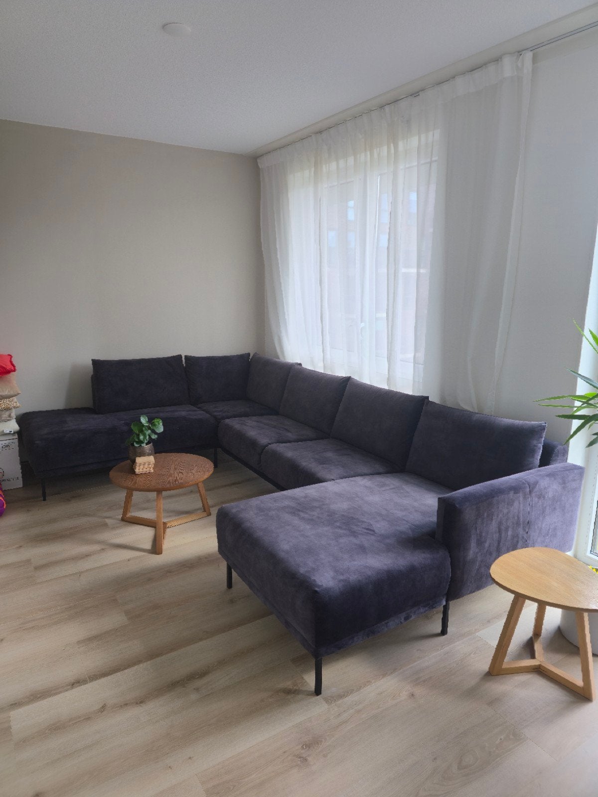grote antracietblauwe u bank, Huis en Inrichting, Ophalen, Stof