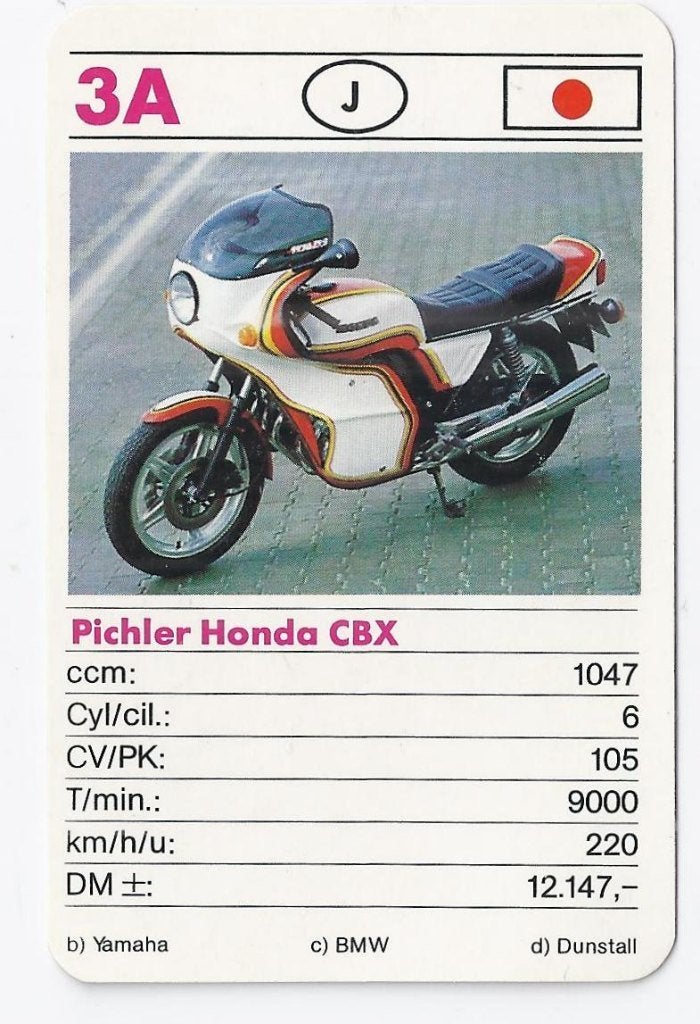 Kw2770 motorkaartje 3a pichler honda cbx, Ophalen of Verzenden, Zo goed als nieuw, Auto's