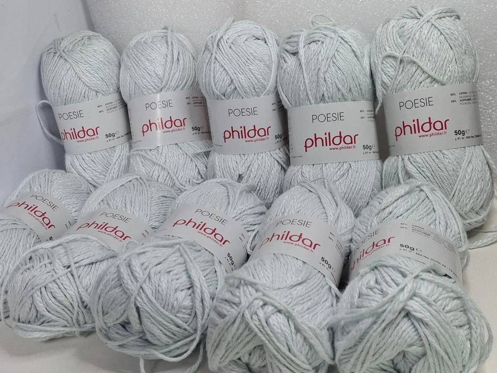 10 bollen Phildar Poesie Opale garen - 80% katoen, 20% acryl, Ophalen of Verzenden
