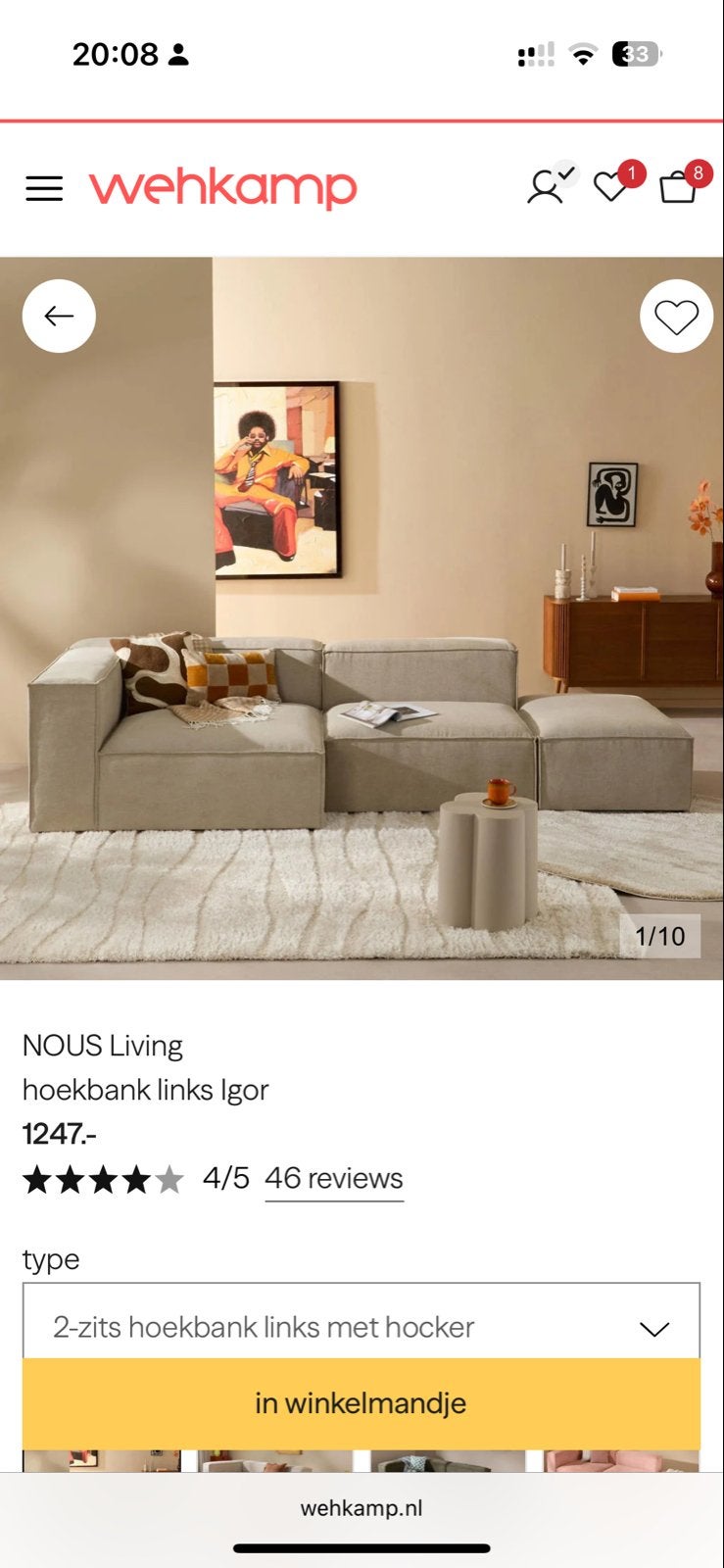 Zo goed als nieuwe 2/3 bank Nous Living, Ophalen, 150 tot 200 cm, Tweepersoons, 75 tot 100 cm
