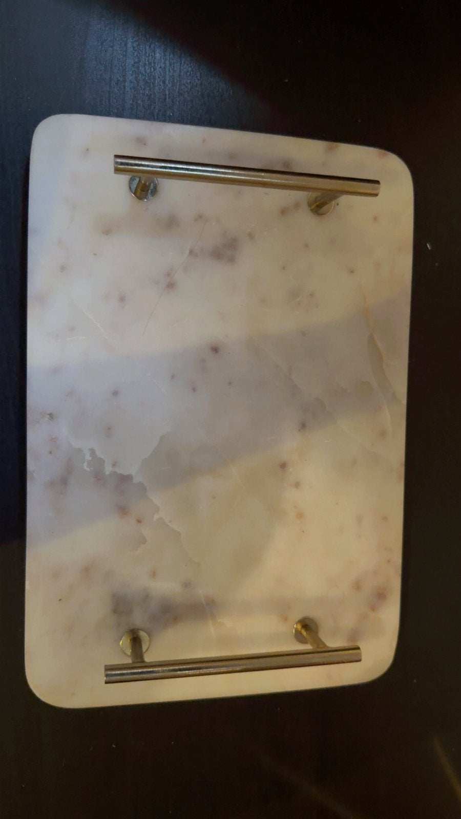 Marmeren dienblad met gouden handvatten, Ophalen of Verzenden, Zo goed als nieuw, Modern, Wit