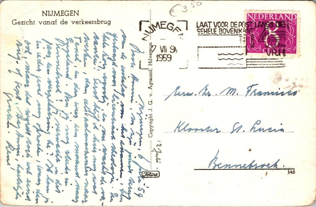 Nijmegen - 12 oude ansichtkaarten III, Verzamelen, Ansichtkaarten | Nederland, Verzenden, 1940 tot 1960, Gelopen, Gelderland