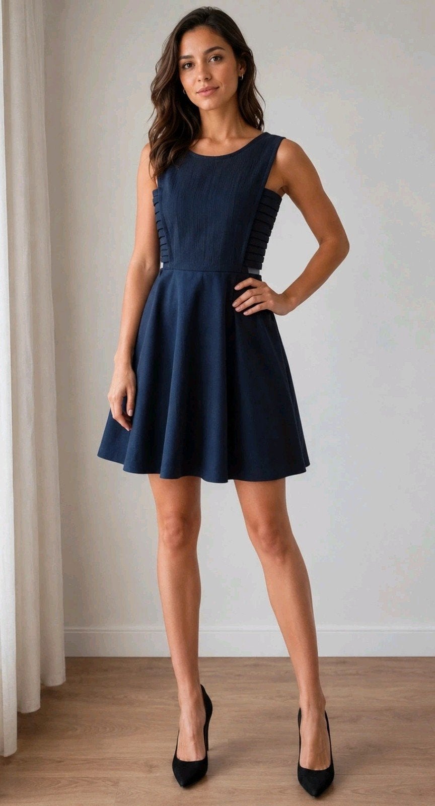 Tailor & Elbaz jurk met cut-outs, maat 36 en maat 38, Blauw, Tailor & Elbaz, Ophalen of Verzenden, Zo goed als nieuw