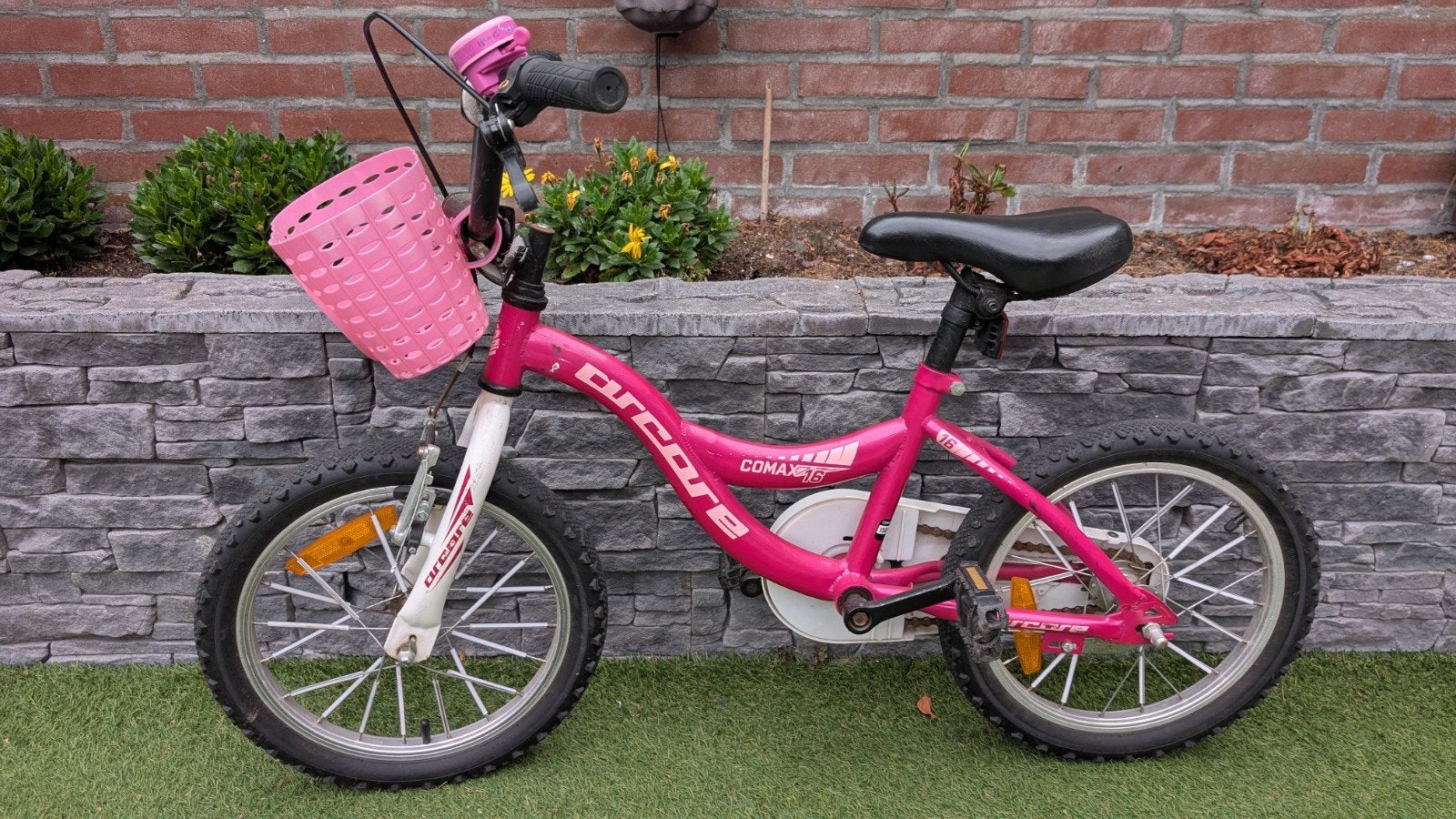 Roze kinderfiets 16 inch - voorrem defect, Ophalen, Velgrem, Arcore, 16 tot 20 inch