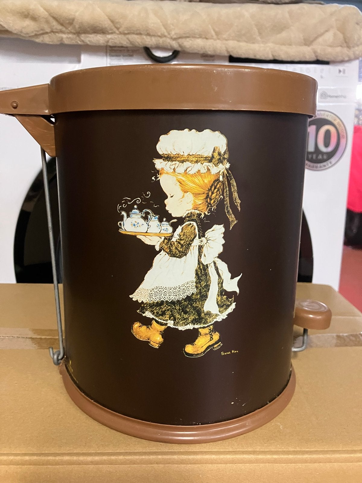 Vintage Sarah Kay Pedaalemmer - Bruin met Kinderillustraties, Ophalen