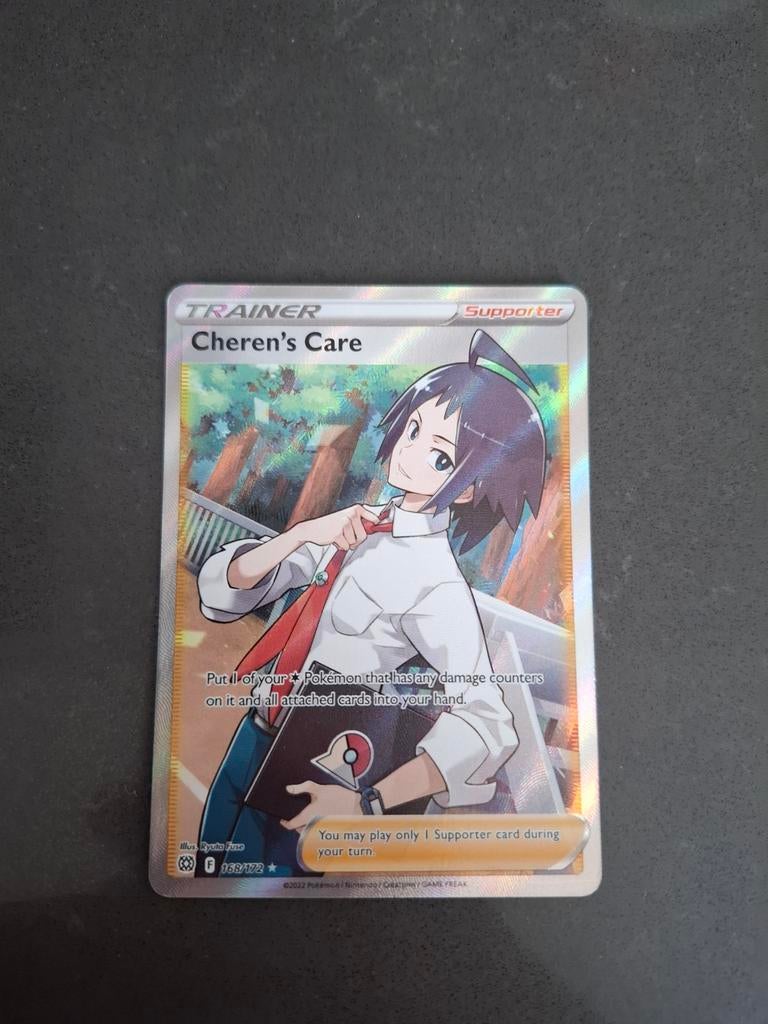 Pokémon TCG: Cheren's Care Trainer Full Art - NM, Ophalen of Verzenden, Zo goed als nieuw, Losse kaart, Foil
