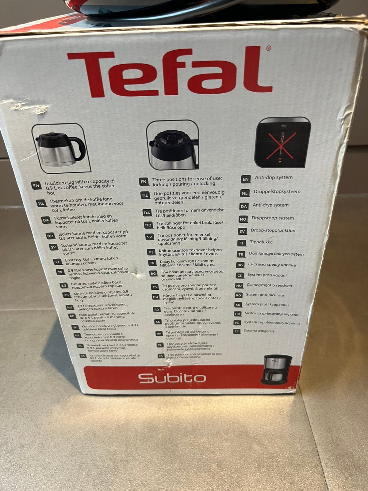 Tefal Koffiezetapparaat therm Subito rvs/zwart CI3608, Afneembaar waterreservoir, Overige modellen, Gemalen koffie, Ophalen of Verzenden
