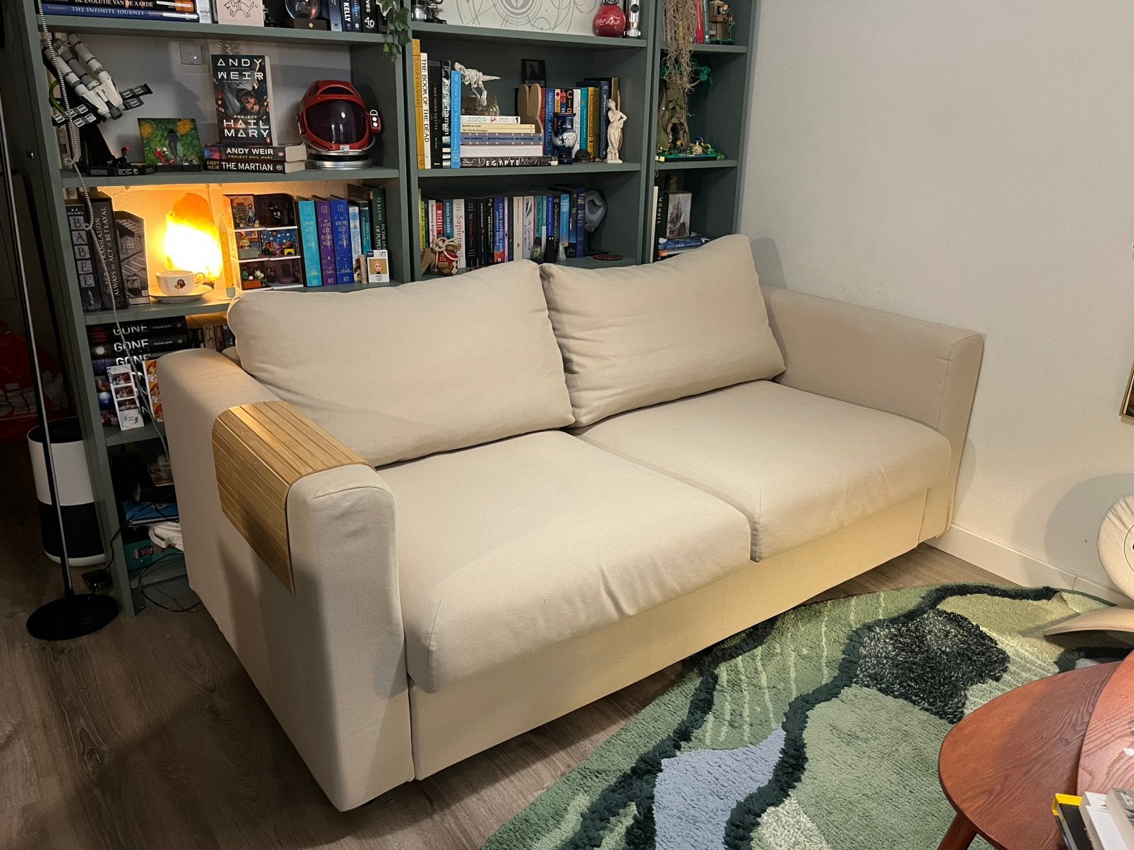 Vimle tweepersoons slaapbank beige, Ophalen, Gebruikt, Minder dan 75 cm, 150 tot 200 cm