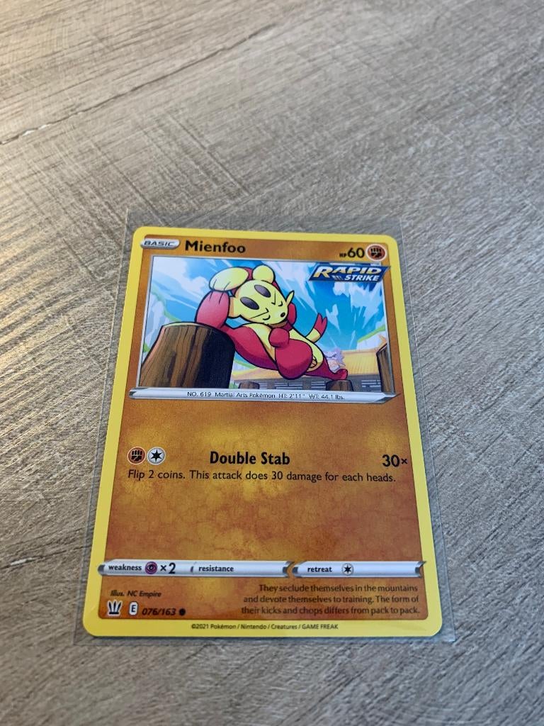 Mienfoo 076/163 Battle Styles - Pokémon Kaart, Ophalen of Verzenden, Nieuw, Losse kaart