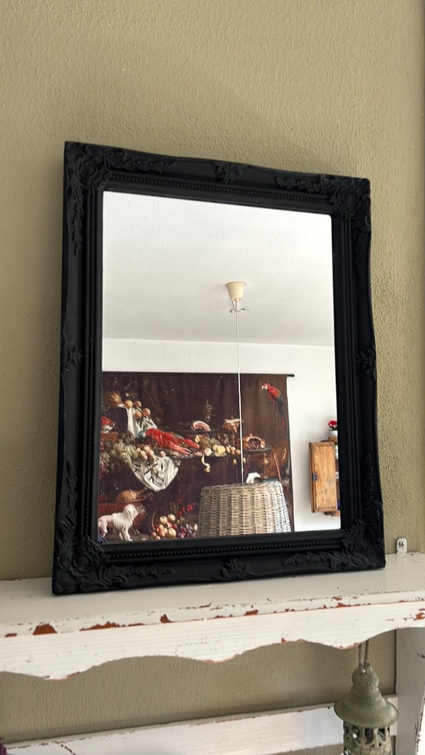 Spiegel zwart, Huis en Inrichting, Woonaccessoires | Spiegels, Minder dan 50 cm, Ophalen of Verzenden, Zo goed als nieuw, Minder dan 100 cm