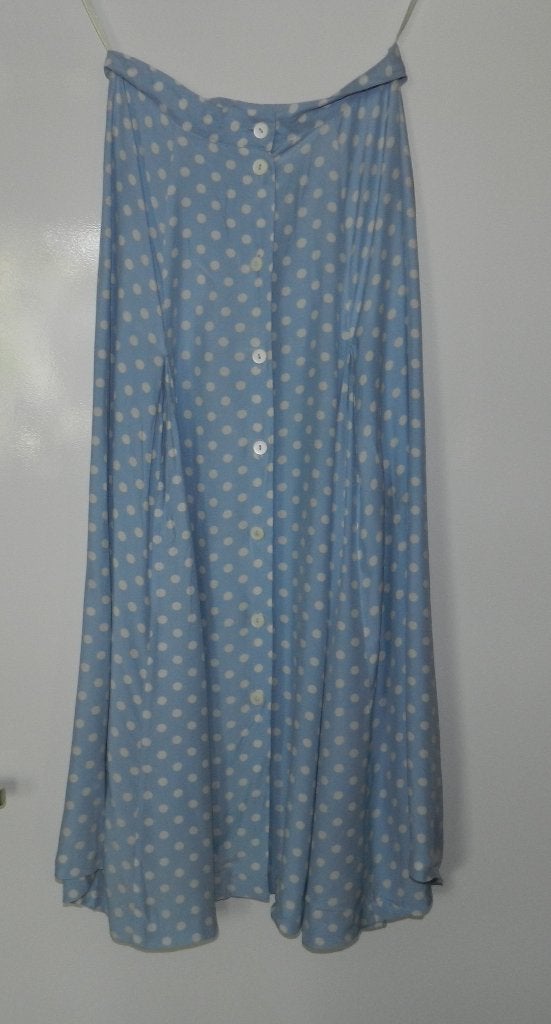 Esprit lichtblauwe rok met witte stippen. Maat 38. Polkadots, Maat 38/40 (M), Gedragen, Onder de knie, Verzenden
