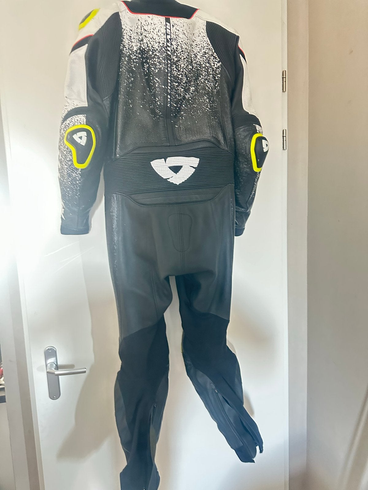 REV’IT! Quantum Motorpak Leer Zwart/Wit/Neon-Geel Maat 50, Motoren, Ophalen of Verzenden, Tweedehands, Heren, Combipak