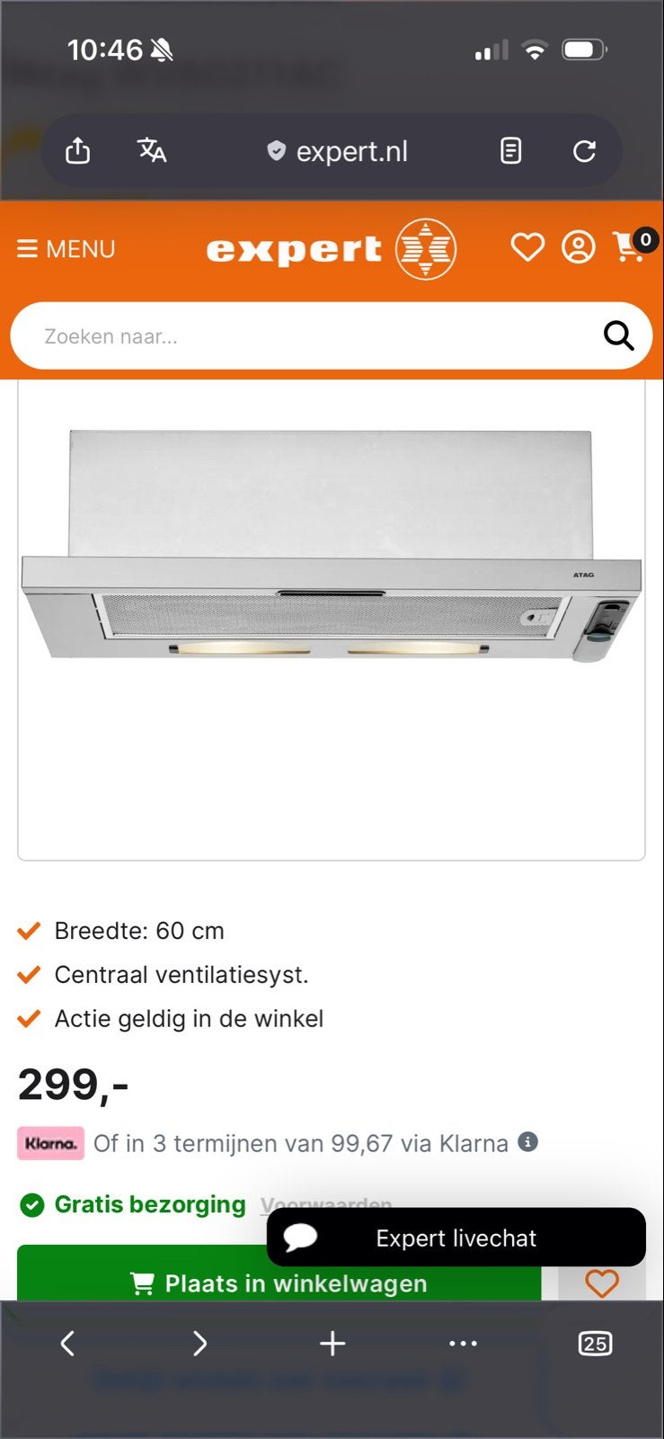 Nieuwe Atag afzuigkap WV60211AC - 60 cm breed, Ophalen of Verzenden, Nieuw, Inbouw, Vlakschermkap