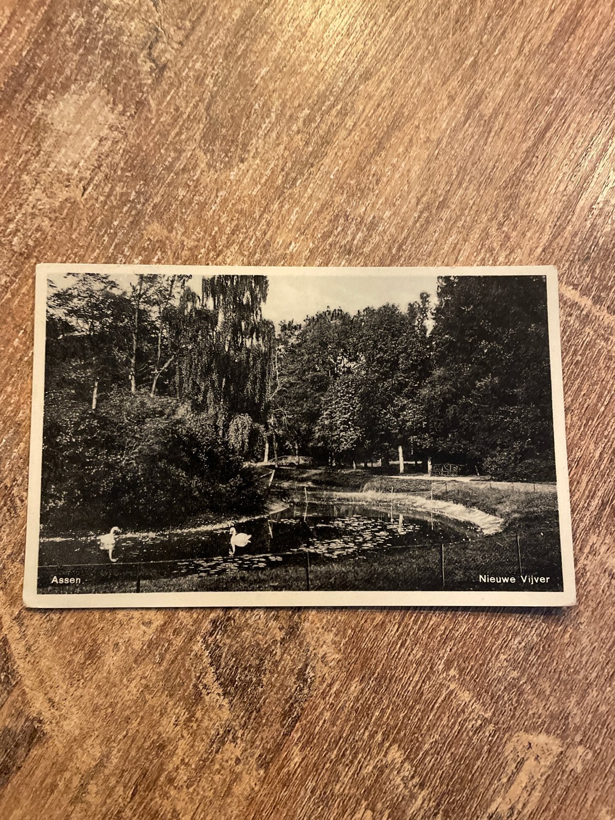 Oude ansichtkaart Assen Nieuwe Vijver 1935, Verzamelen, Ophalen of Verzenden, 1920 tot 1940, Gelopen, Drenthe