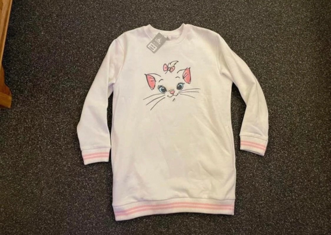 Lange Disney wit met roze trui poes Marie AristokattenS/M, Ophalen of Verzenden, Zo goed als nieuw, Wit