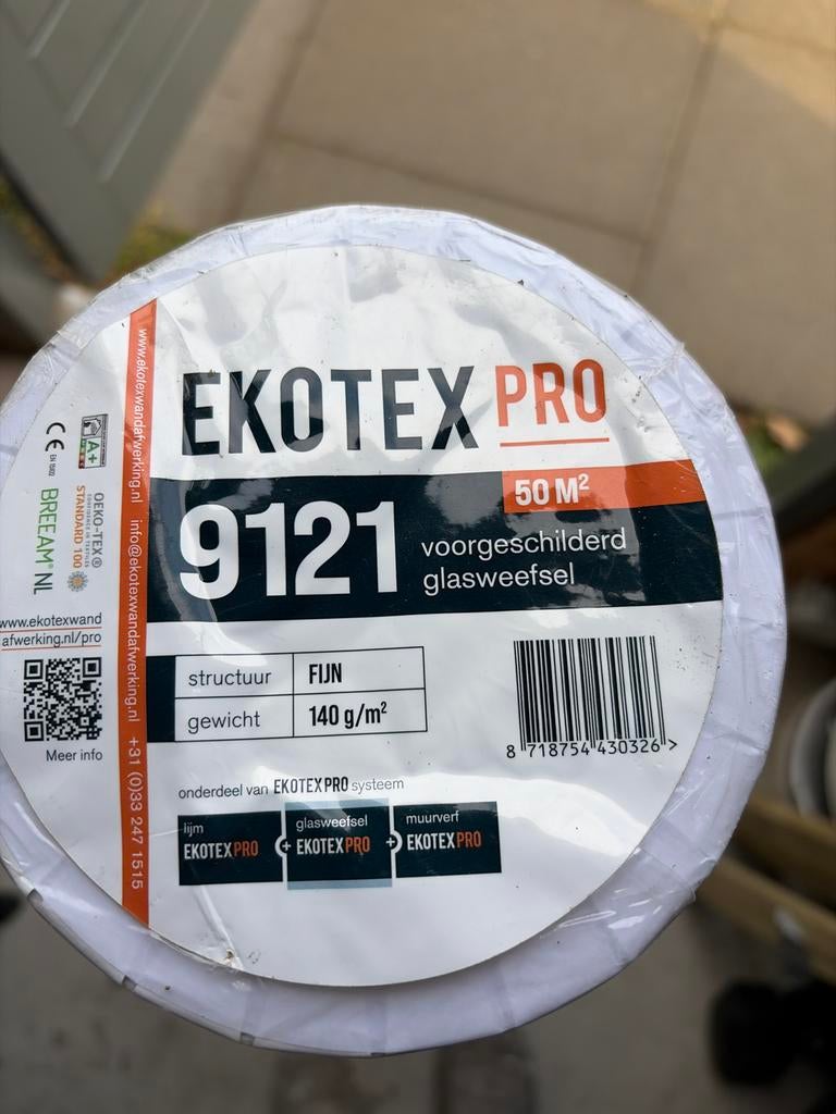 Fijne ruit voorgeschilderd glasweefsel 140gr/m2, Ophalen, 25 tot 50 m², Wit