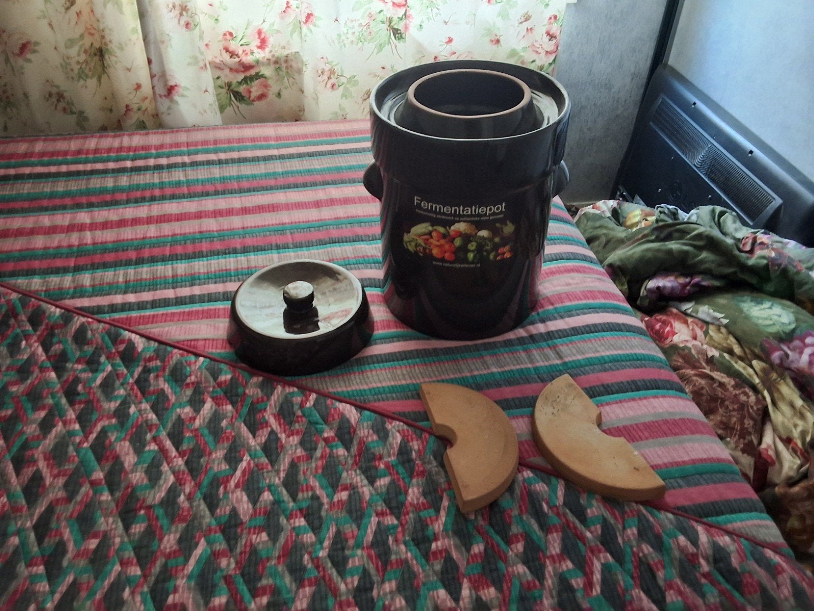 Fermentatiepot 5 Liter met stenen - Zuurkool en meer, Huis en Inrichting, Ophalen of Verzenden, Steen/keramiek, Bruin, Overige typen