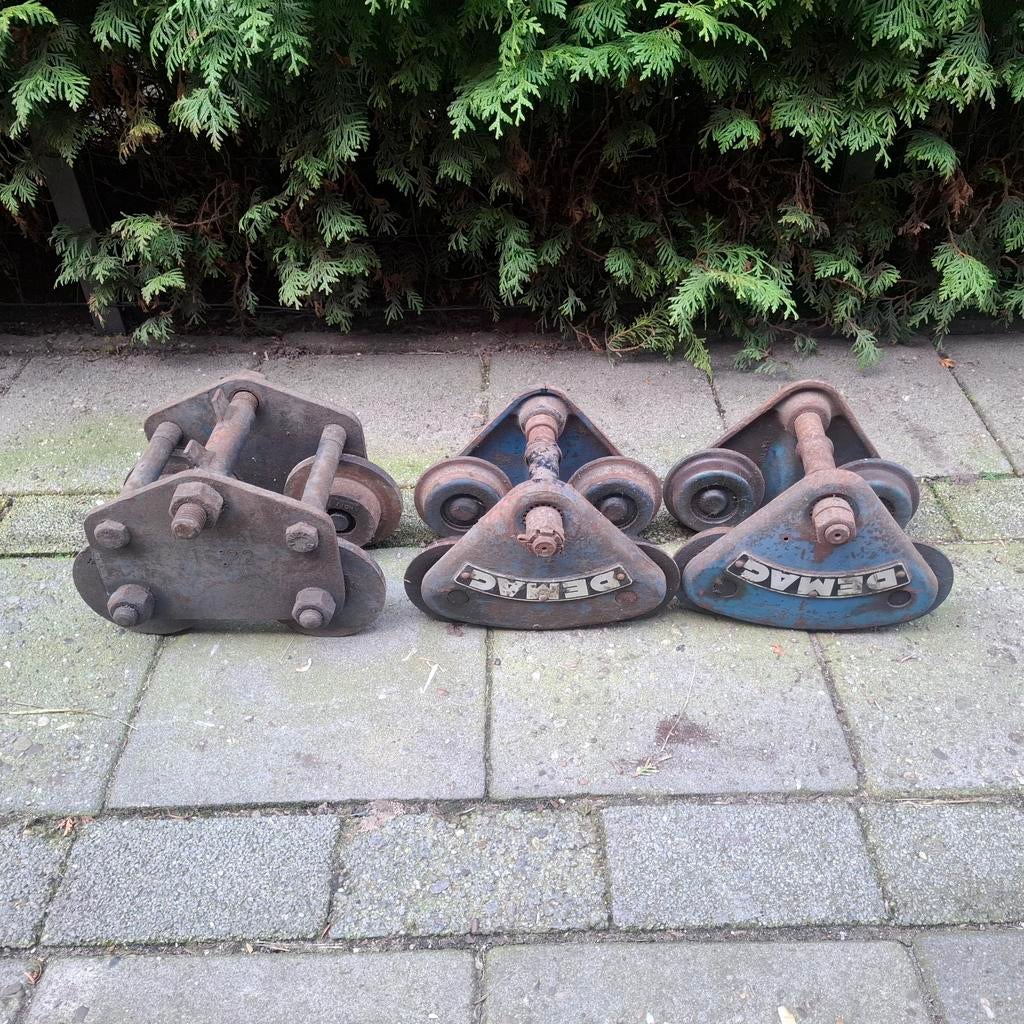 Demag loopkatten voor takels - set van 3, Doe-het-zelf en Verbouw, Lieren en Takels, Gebruikt, Handmatig, Ophalen of Verzenden