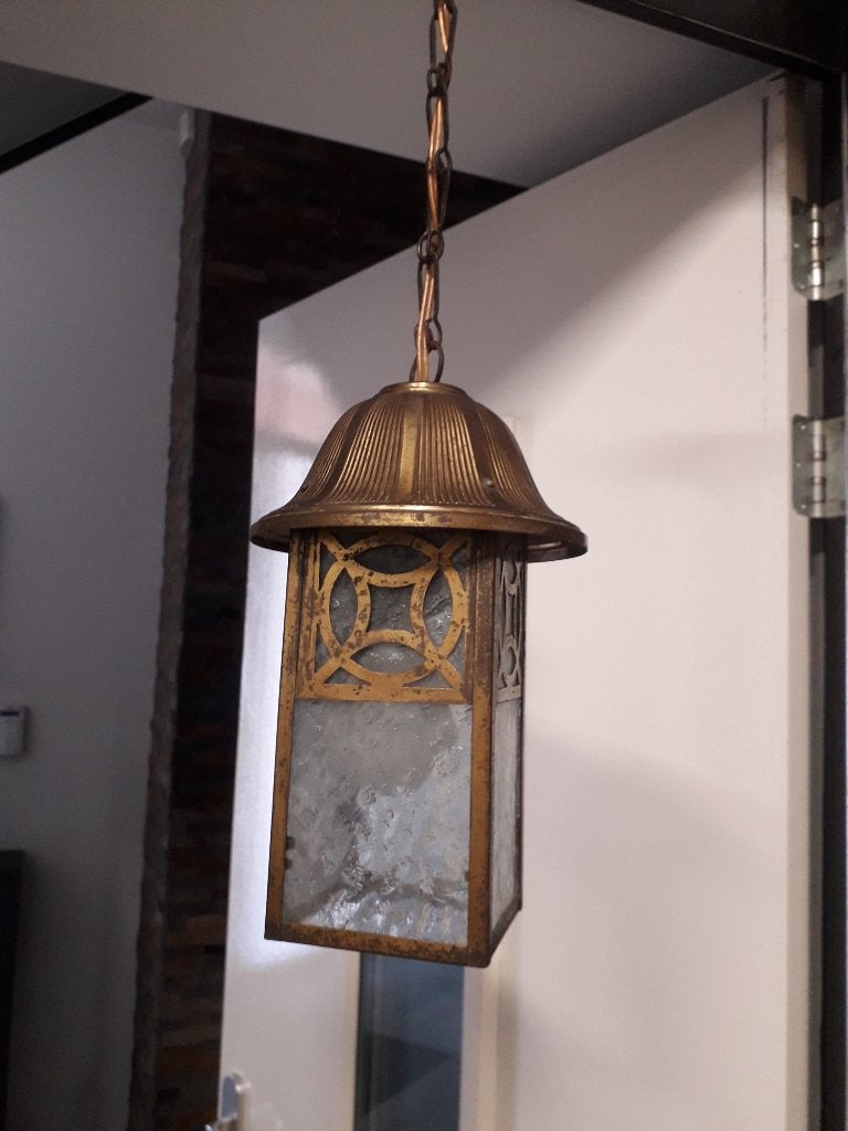 ANTIEKE KOPEREN LANTAARNLAMP in GOEDE & ORIGINELE STAAT, Ophalen of Verzenden