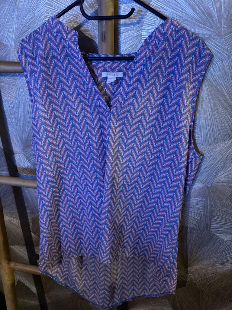 Amisu Dames Shirt Maat 42, Kleding | Dames, T-shirts, Blauw, Maat 42/44 (L), Ophalen of Verzenden, Zonder mouw