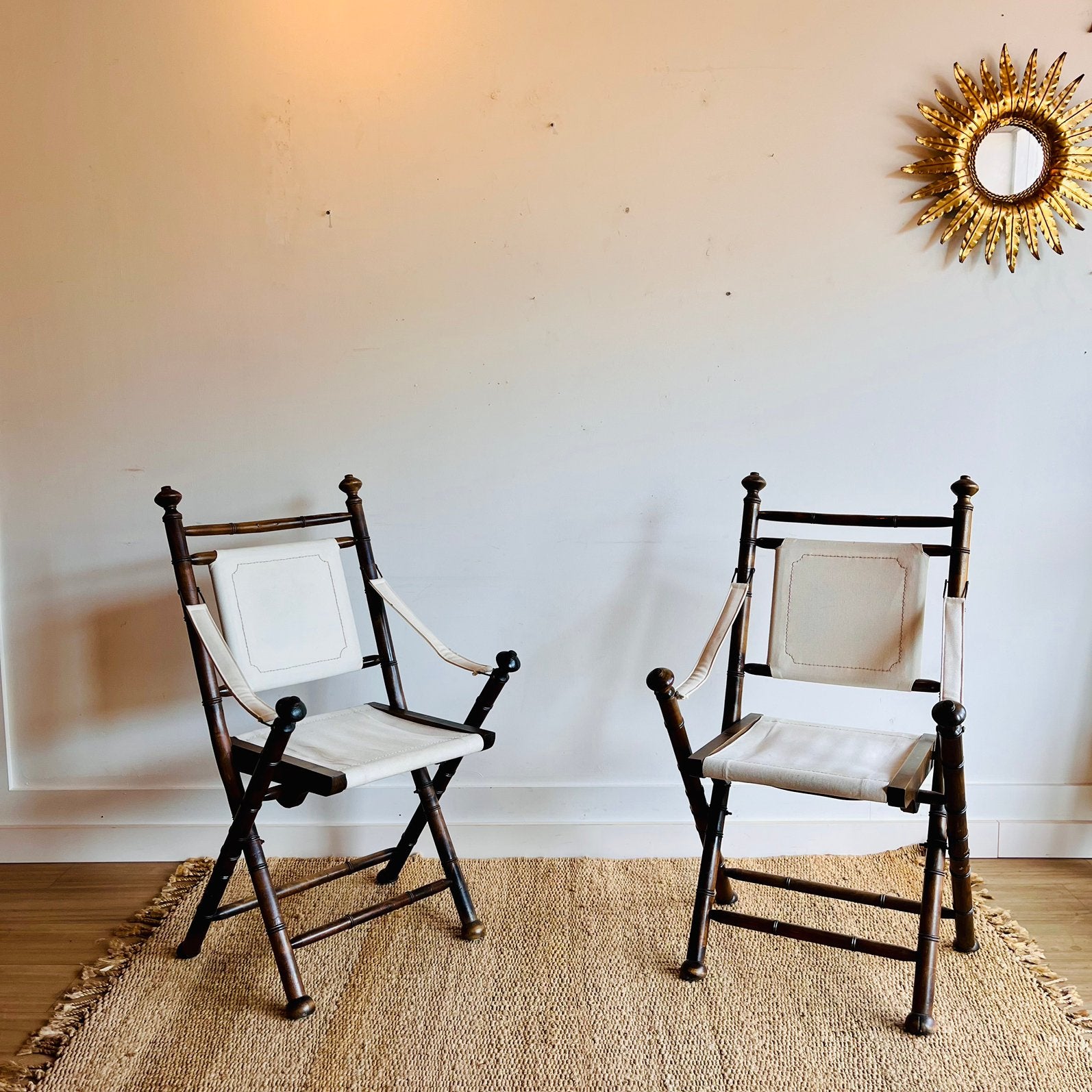 2 vintage campagne stoelen faux bamboo |, Huis en Inrichting, Ophalen, Vintage, --, --