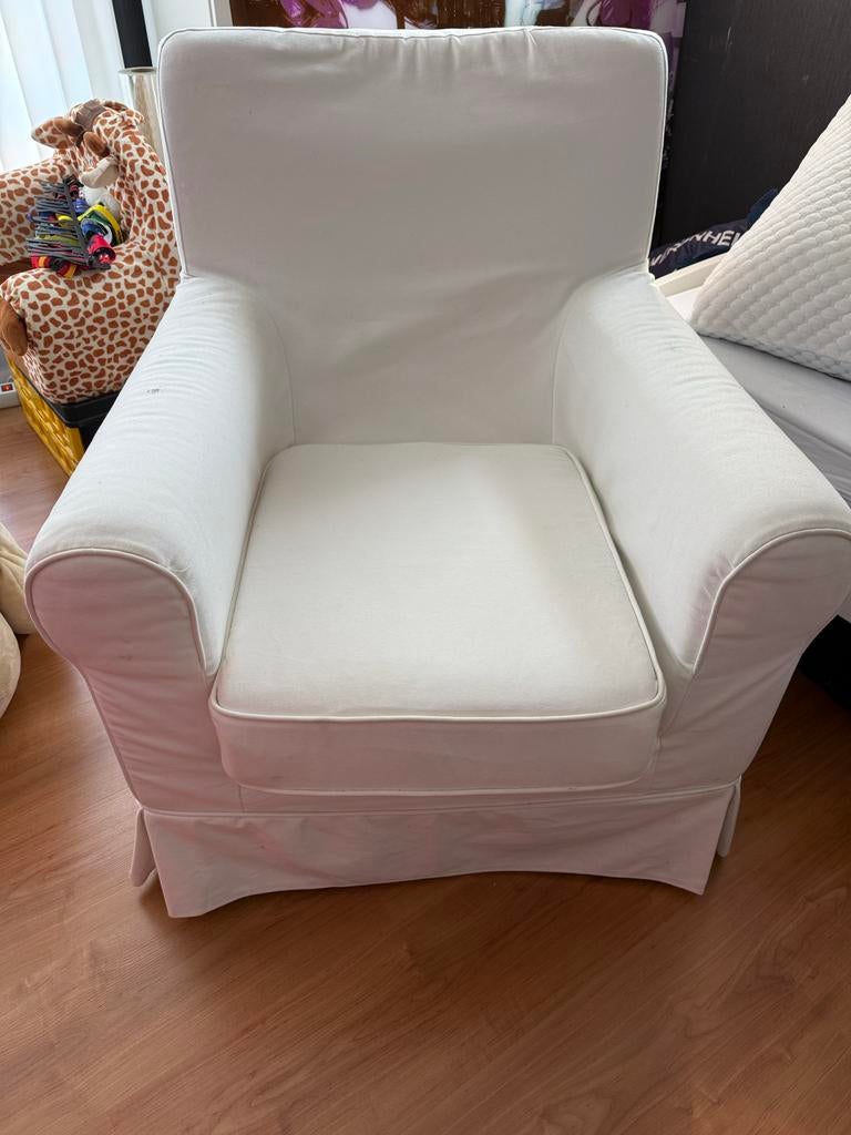 IKEA fauteuil Jennylund wit met afneembare hoes, Huis en Inrichting, Ophalen, Gebruikt, 75 tot 100 cm, 75 tot 100 cm