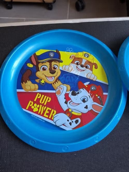 Bordje en schaaltje van pup power h, Kunststof, Onbekend, Stor, Ophalen of Verzenden