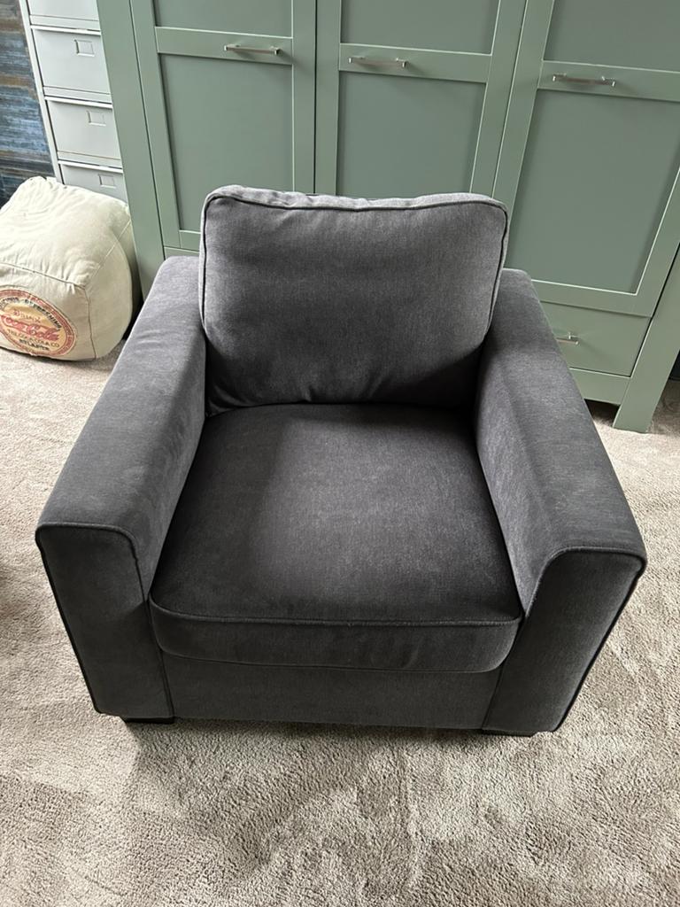 Grijze fauteuil, Huis en Inrichting, Ophalen, 75 tot 100 cm, 50 tot 75 cm