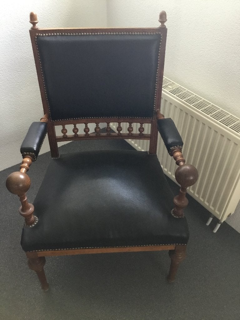 Zwart leren woonkamer stoel in perfecte staat, Huis en Inrichting, Ophalen, Gebruikt, Eén, Leer