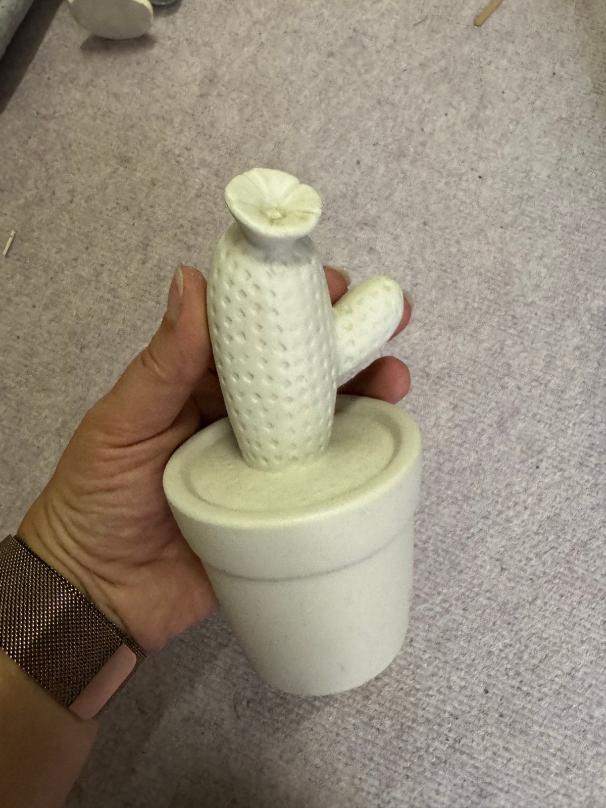 Decoratieve Witte Cactus in Pot - Keramiek, Ophalen, Zo goed als nieuw, Modern, Wit