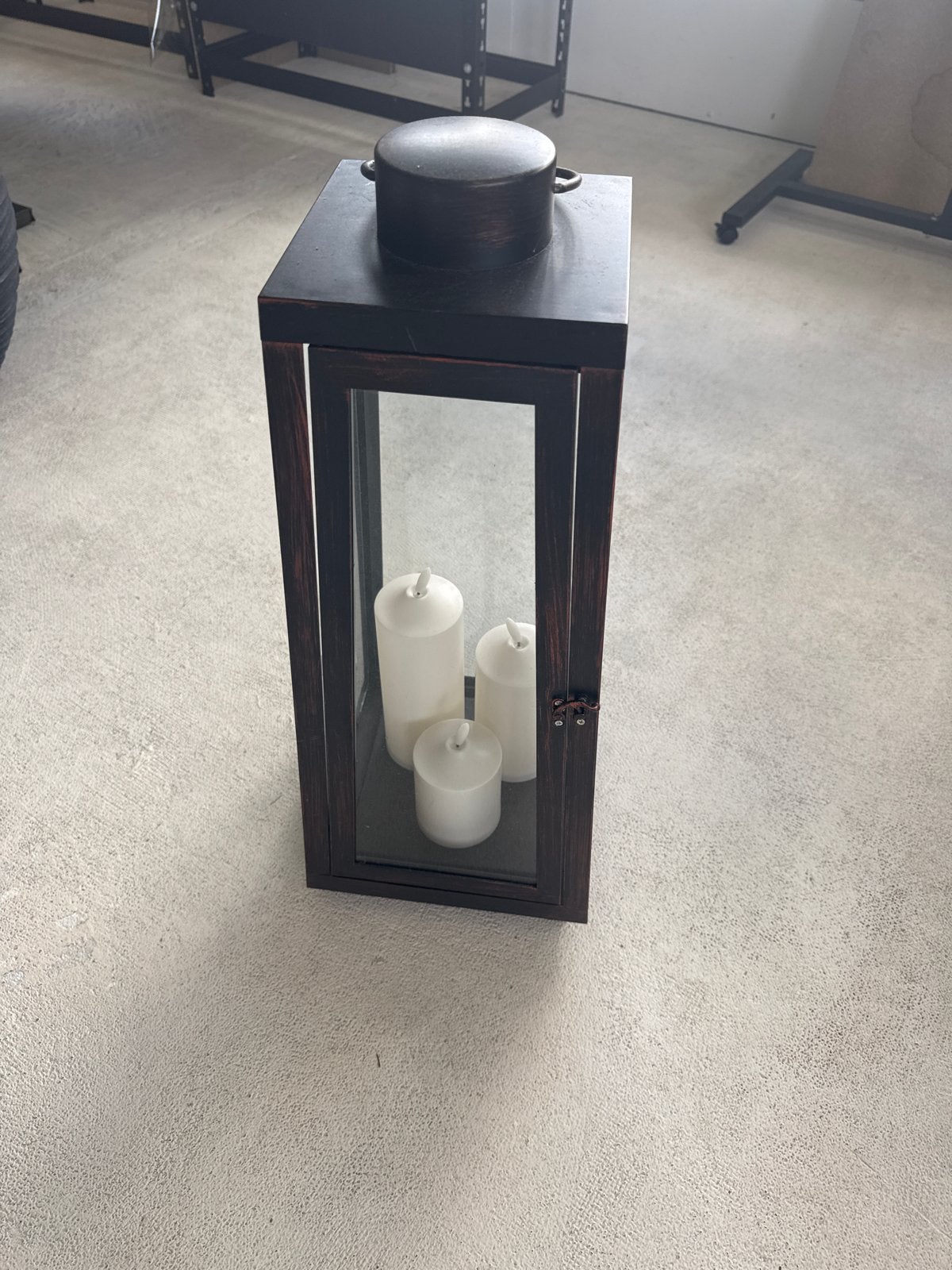 Grote Zwarte Lantaarn met Kaarsen, 50 tot 75 cm, Zwart, Ophalen of Verzenden, Zo goed als nieuw